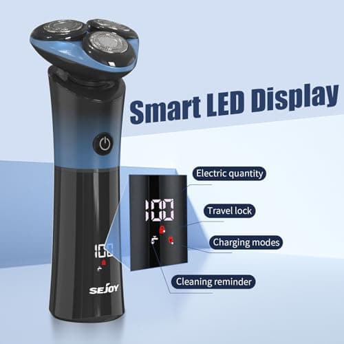 Sejoy Rasoirs électriques rechargeables pour homme, tête magnétique avec lame à dégagement rapide, auto-affûtant, IPX6, rasoirs électriques longue durée pour homme, Skyline