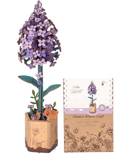 ROBOTIME Fleurs Artificielles Deco, Puzzle 3D Bois, Maquette en Bois a Construire, Construction Adulte, Cadeaux Anniversaire Femmes pour la Saint-Valentin & Décoration d'intérieur, TW021
