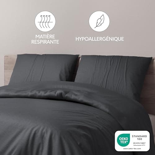 Dreamzie Taie Oreiller 50 x 70 cm Lot de 2 Housse d'oreiller en Microfibre avec Une Fermeture Eclair Certifiée Oeko-Tex - Housse Coussin Gris Foncé