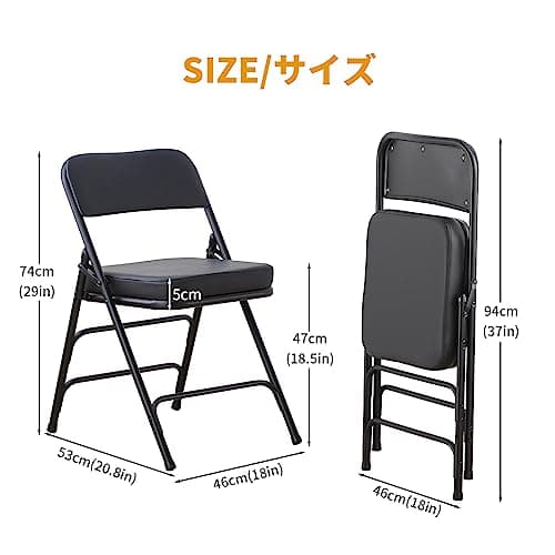 BOOSDEN Chaise Pliante, Chaise Pliante Confortable, Chaise Pliante Salle a Manger, Chaise pliante à 5cm rembourrage épais, Chaises Pliantes pour Cuisine,Bureau,Extérieur,Jardin, Charge maximale 136 kg