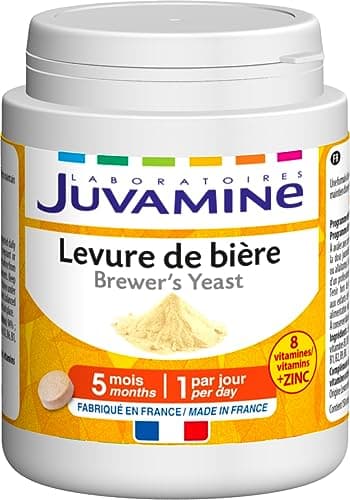 JUVAMINE - Levure de Bière - Beauté de la peau, des cheveux et des ongles - Vitalité - Vitamines B1, B2, B3, B5, B6, B8, B9 et B12 + Zinc - Programme de 5 mois - Fabriqué en France