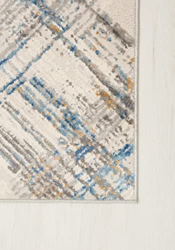 Mazovia Tapis Salon Modern - Tapis Grande Taille de Chambre Adulte Moderne à Poils Ras - Moquette pour Chambre et Salon - Rug Motif Abstrait Vintage - Gris Bleu 80x150 cm