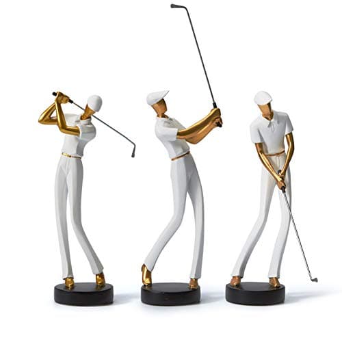 Amoy-Art Golfeur Figurine Statue Golf Arts Décor Moderne Cadeau Sculpture Maison Décoration Résine Blanc 24cm