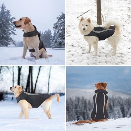 Idepet Chien Manteau Hiver imperméable Chaud Gilet vêtements réfléchissante Sangle Patchwork rembourré Veste à Capuche pour Petit Moyen Gros Chiens