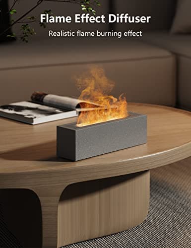Diffuseur d'huiles Essentielles avec Lumière Effet Flamme, Ankrs Humidificateur d'huiles Essentielles 200ML, Diffuseur d'arômesà ultrasons 3 en 1, Lumière réglable, Arrêt Automatique, Aromathérapie