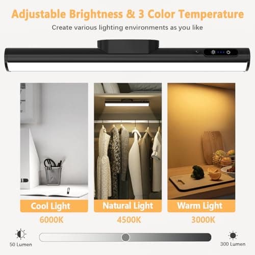 Hapfish Reglette LED Cuisine Rechargeable USB, 4000mAh Lampe Murale Sans Fil, Lumiere Magnetique avec Télécommande, Barre Eclairage Tableau a Pile pour Placard, Interieur, Vitrine, Armoire, Meuble