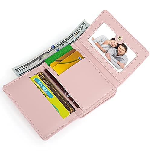 UTO Portefeuille Femme Petite Fille Chaton Pompon Nœud Aimable Chouette Synthétique Rose