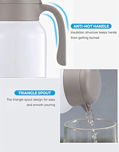 Luvan Thermos, 2 l, Carafe Isotherme en Acier Inoxydable, Fonction Maintien au Chaud, Froid, 24 Heures (Blanc)