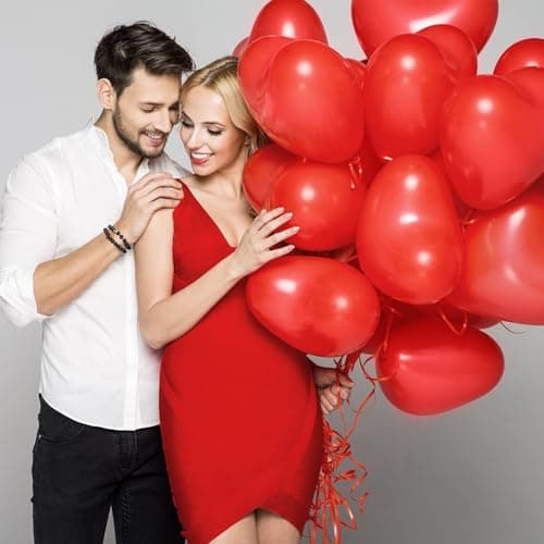 Ballon Coeur Helium, 100 Ballon Coeur Rouge, Ballon Mariage, Ballon Baudruche Coeur Latex pour Mariage Anniversaire Saint Valentin Fête Décoration -30cm (Rouge)