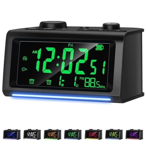 VORRINC Radio Réveil, Radio-Réveil Peut Enregistrer des Sonneries d'alarme, Synchronisation de l'heure du Téléphone Portable, 3 Alarmes, Bluetooth, Snooze, Reveil Numerique pour la Chambre, Noir