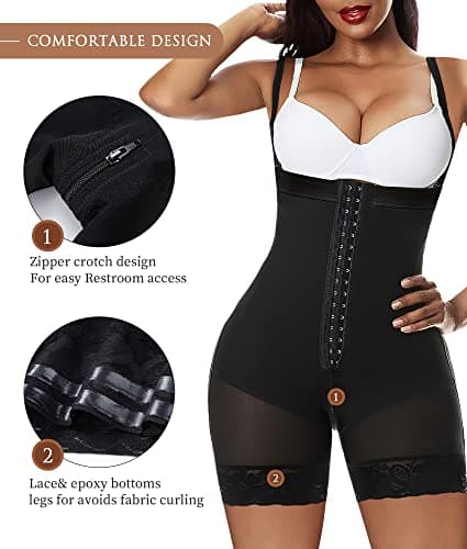 YIANNA Gaine Ventre Plat Femme Invisible Amincissante Body Gainant Sculptant Shapewear Bodysuit Fajas Colombianas Shaper Combinaison Noir M 7243
