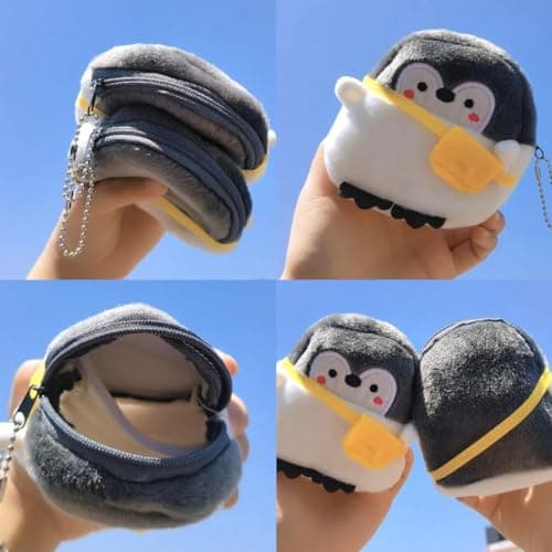 Mini Porte Monnaie,2 Pièces Mignon Petit Pochette Portefeuille avec Fermeture Eclair,Coin Porte Monnaie Enfant,Mini Porte Monnaie,Animaux Portefeuilles Pingouin-B
