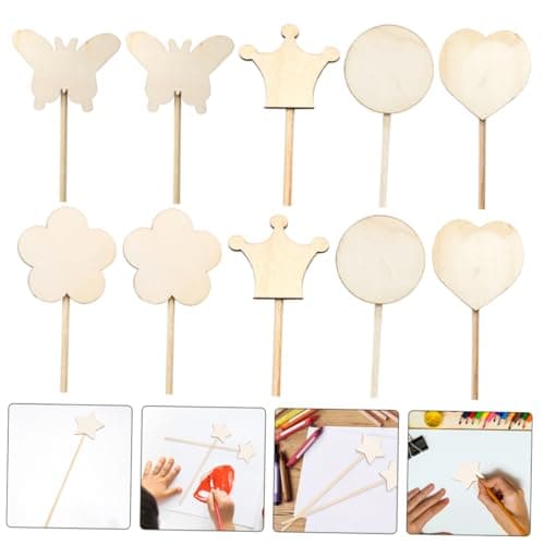 LALADEFIEE 10 Pièces De Fée Baguettes De Fée De Peinture De De Fée Graffiti Bricolage Bâtons De Fée Bricolage Peinture Beige en Bois