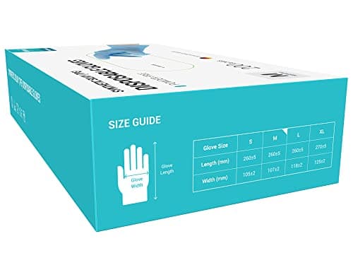 EUROPAPA® Lot de 100, 200, 300, 450 pièces - En TPE transparent et bleu - Gants jetables en caoutchouc sans latex - Non poudrés - Tailles S, M, L, XL (Bleu-200, XL)