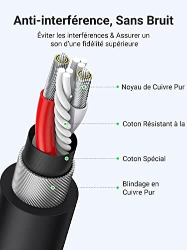 UGREEN Câble XLR Câble Microphone Mâle vers Femelle Compatible avec Microphone Table de Mixage Enceinte Caméra Amplificateur Alimentation Fantôme Hautparleur Mélangeur Console Sonorisation (2M)