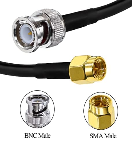 TUOLNK Câble de raccordement BNC vers SMA Câble d'extension mâle BNC vers SMA mâle RG58 20 pouces (50 cm) Câble adaptateur coaxial RF SMA vers BNC pour périphériques LAN sans fil Paquet de 2
