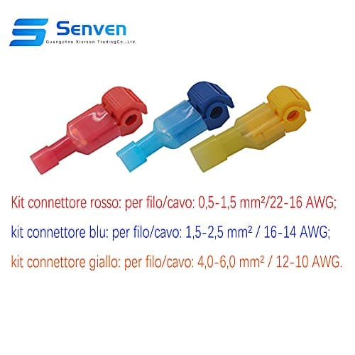 Senven 60Pcs (30 paires) Terminal de ligne t-Tap avancé, connecteur câble connecteur rapide auto-exfoliant et kit connecteur terminal mâle entièrement isolé - Bleu 60pcs