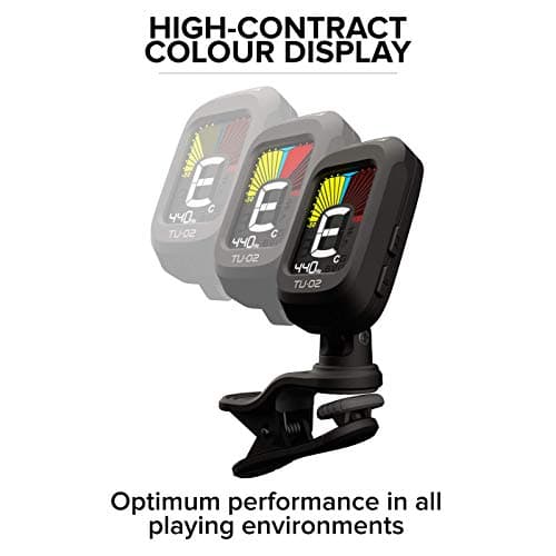 BOSS TU-02 Accordeur à pince compact, Un écran couleur lumineux avec réglage de l'angle de vue