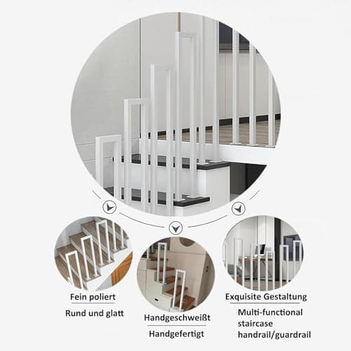 Rampe d'escalier intérieure en forme de U, main courante pour escaliers extérieurs, rambarde escalier intérieur, 35 à 110 cm, garde corps escalier en fer forgé (blanc a, 35 cm)