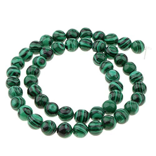 Harilla Perles Rondes Brin Malachite Pierres Perles Rondes Charmes pour la Fabrication de Bijoux DIY, 8mm