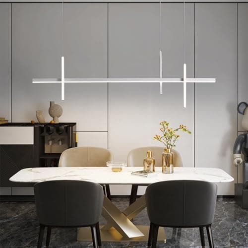 meibeileil Lustre Salle A Manger, Luminaire Salle A Manger Dimmable Avec TéLéCommande, RéGlable Luminaire Cuisine Pour Salon Cuisine Table à Manger Salon Bar Lampe De Bureau(Blanc 100cm)