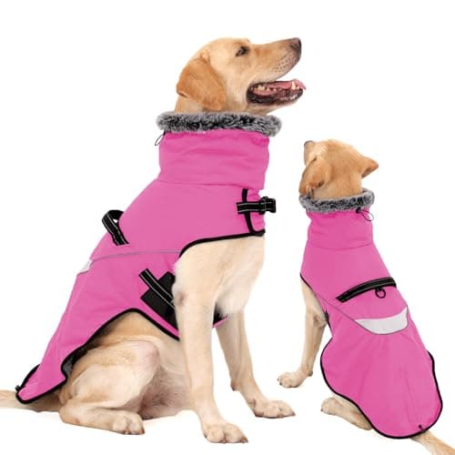 LIANZIMAU Manteau pour Chien imperméable avec Harnais, Manteau d'hiver pour Chien, Manteau Chaud avec réflecteurs pour Chien de Petite, Moyenne et Grande Taille, Manteau pour Temps Froid