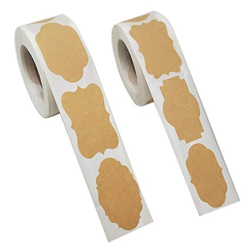 Etiquette Confiture,Kraft Autocollant 600pcs Autocollants Étiquettes,Auto Adhésifs Étiquettes Congélateur Vierges,Papier Kraft Forme Etiquette Cadeau Noel Autocollante