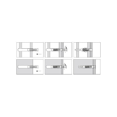 PARCO Lot de 100 chevilles universelles en plastique avec bord pour un maintien parfait dans le béton, la pierre, le bois, etc. 5,0 x 25 mm, PA 6 de qualité supérieure