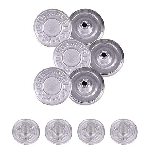 Trimming Shop Lot de 100 boutons de rechange de 19 mm pour jeans, vestes, jupes, argent