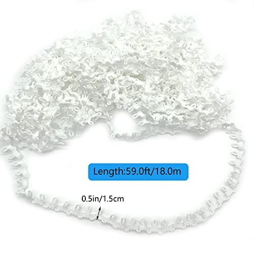 DHER Garniture de Boutonnière Ruban en Dentelle avec Bouton Cordon élastique à œillets de 18m boutonnières élastiques pour robes de mariée, boucles élastiques pour cols de femmes décorations (Blanc)