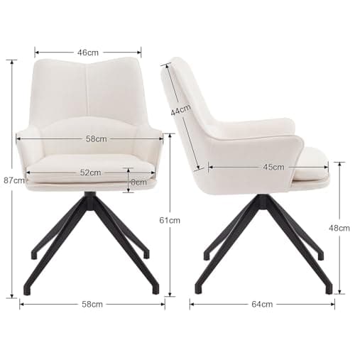 Wahson Chaise de Bureau Moderne Fauteuil de Bureau en Lin Chaise Bureau Erconomique Pivotante Rotation de 360 Degrés, Chaise Bureau pour Salon et Chambre, Beige