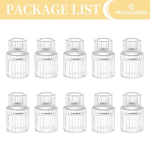 Romadedi Petite Chandelier Bougeoir Verre - Lot de 10 Bougeoir Decoratif Mariage Noel Decoration Maison, Supports pour Bougies Coniques Centre de Table Salon Chambre