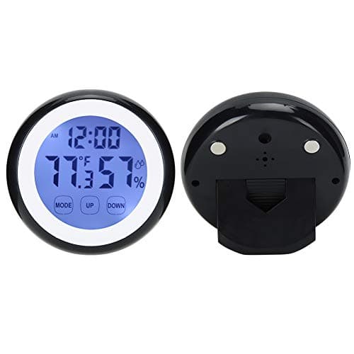 HERCHR Réveil de Voyage, Horloges Numériques LCD Horloge Digitale avec Température, Humidité pour Voyages, Chambre, Bureau, Reveil Matin a Piles