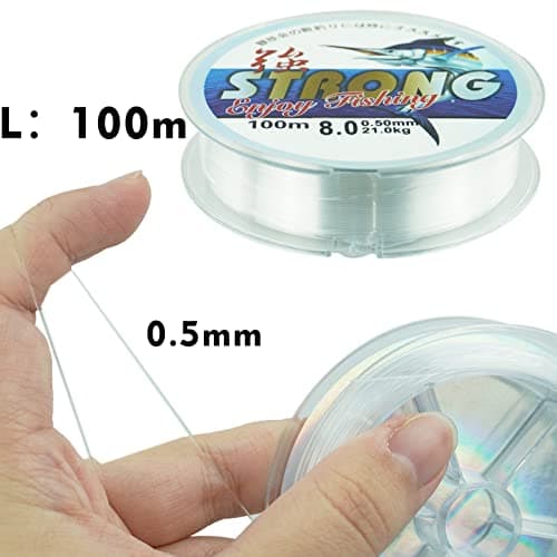 0.5mm/100m Fil de Pêche Monofilament en Nylon Transparent,Fil de Peche Monofil,Ligne de Pêche en Nylon Solide,pour Truite,Carpe,Poisson,Sandre Ou des Décorations Suspendues