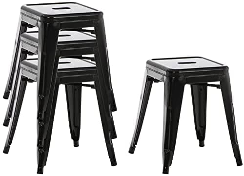 CLP Tabouret Armin I Tabouret métallique empilable et Facile d'entretien I Tabouret empilable pouvant Supporter jusqu'à 200 kg Couleur Noir