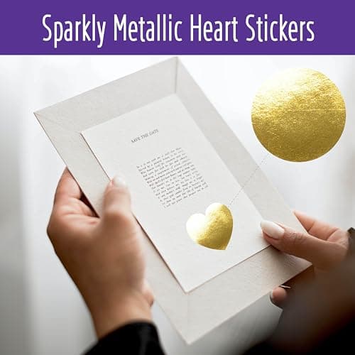 500 PCS Autocollants en forme de cœur doré, Autocollants métalliques dorés autoadhésifs imperméables et réfléchissants, Étiquettes décoratives d'amour pour les fournitures de la Saint-Valentin