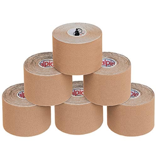 ALPIDEX Ruban Adhésif de Kinésiologie 5 m x 5,0 cm Diverse Couleurs 1/3/ 6/12 Rouleaux E -Book Exemples D'application Bandes Kinesiology Tape, Couleur:couleur de la peau, Quantité:6 rouleaux