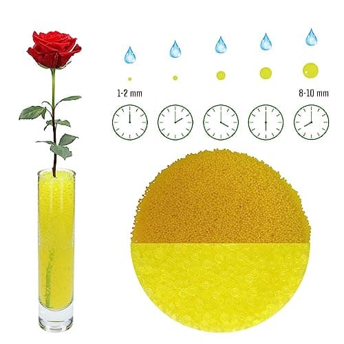 trendfinding 100 g de granulés retenant l'eau Jaune, granulométrie 1.5-2 mm, décoration pour Fleurs et Plantes, 10 litres très économique, Utilisation Polyvalente