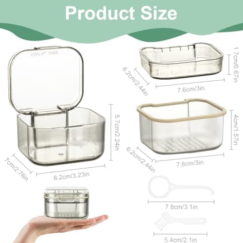 ACWOO Boîtes pour Prothèses Dentaires, Boîte de Dentier, Boîte de Rangement pour Fausses Dents, Boîte à Dentier avec Passoire, Boite Appareil Dentaire, pour Stockage et Trempage des Protège-dents