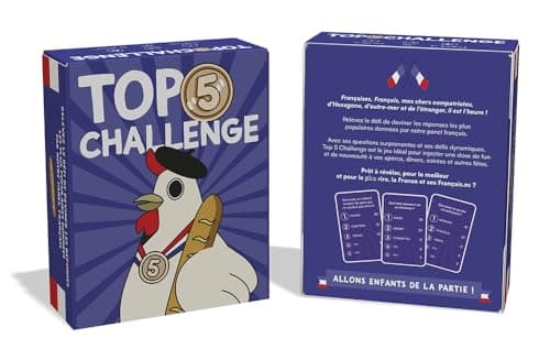 KICÉKI – Top 5 Challenge – Jeux de société Famille et Amis – 220 Cartes pour deviner Les réponses d’Un Panel de Français – Jeu de Carte Adulte – idée Cadeau