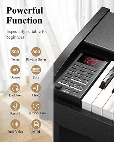 Eastar EK-10S Clavier Piano, 61 touches de taille standard Upright Clavier de Piano numérique pour les débutants avec pédale de sustain et support de livre de musique, cadeau essentiel