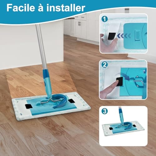 GFRED Lot de 4 Serpillères de Rechange en Microfibre Compatibles avec Leifheit Clean Twist M Ergo Micro Duo Housses de Rechange Serpillère Humide et Sec Convient à Tous Les Types de Sols