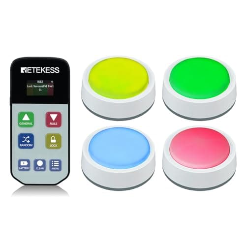 Retekess TM102 Buzzer pour Jeux de Questions, Buzzer Connecté, 3 Modes de Réponse, Mode Aléatoire, Avertissement de Batterie Faible, pour Les Compétitions Scolaires, Les Tests de Quiz