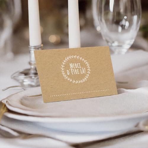Partycards Marque Place Mariage, Décoration Mariage et Baptême, 50 Pièces A7, Idéal pour Deco Mariage et Marque Place, pour un Mariage Élégant et Raffiné