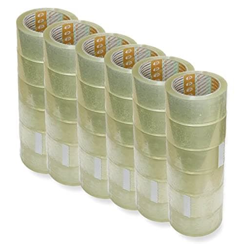 Printation 36x Set 50mm ruban d'emballage transparent - ruban adhésif pour colis et paquets, résistant à la déchirure et peu bruyant - 36 rouleaux de ruban adhésif de 66m chacun - silencieux (36)