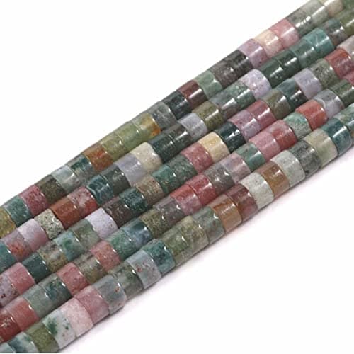 1 brin 4x2mm perles de pierres précieuses naturelles perles Heishi, cylindre plat plat rond non teint perles de Pierre pour Bracelet boucles d’oreilles fabrication de bijoux,Agate indienne