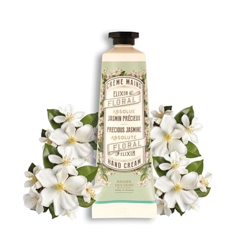 Panier des Sens - Crème Mains pour Peau Sèche Jasmin - Mini Creme Mains Hydratante - A base d'Huile d'Olive et d'Amande - Soin des Mains Fabriqué en France - 96% d'Ingrédients Naturels - 30 ml