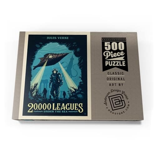 MyPuzzle 20 000 Lieues sous Les Mers : Jules Verne, Affiche Vintage - Premium 500 Pièces Puzzle - Collection spéciale MyPuzzle de Anderson Design Group
