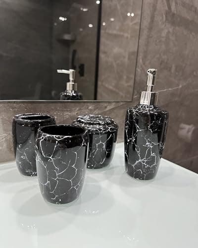 Ensemble d'Accessoires de Salle de Bain 6 Pièces Dolomite Noir Palmilla