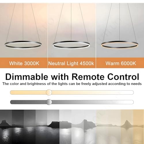 YYUTLUO Lustre LED Moderne DIY Cercle | 1 Noire Anneaux :60cm=29W| Éclairage Suspendu LED Métal+Acrylique Télécommande Intensité Variable 2,13G Lampe Suspendue Plafond Ronde Salon Chambre Coucher